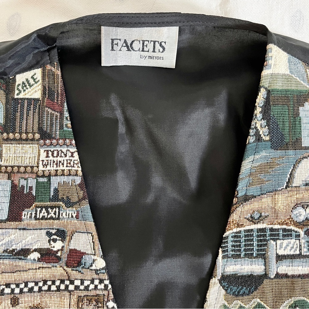 Vintage Facets by Mirrors City Street Life Tapestry Adjustable Vest - Size Large - Picture 9 of 16